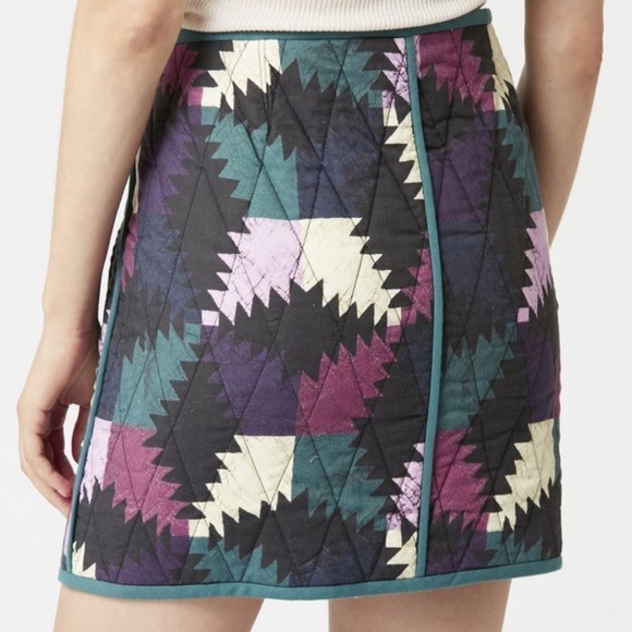 Isabel Marant Etoile- Hamlin Multicolored Patchwork Quilted Zipper Mini Skirt - Picture 4 of 11